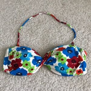 Strapless floral bikini top